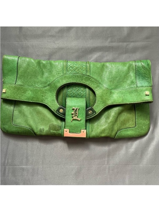 L.A.M.B. Handbags - L.A.M.B. Gwen Stefani Clutch Y2K Foldable Leather Bag Stains Read Description
